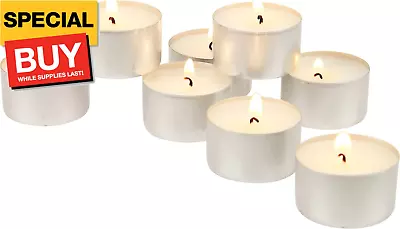 100 Pack Unscented 8 Hour Extended Burn Time Tea Light Candles White 100 Count • $24.55