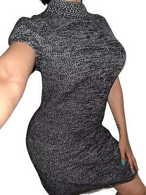 Athleta Pinewood Gray Knit Mock Pullover Sweater Merino Extra Fine Wool Dress XS • $29