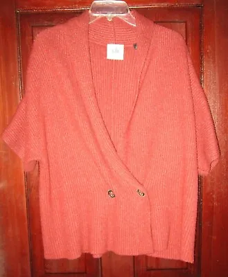 Cabi Sz S Cardigan Sweater Coat Top Ribbed Knit Button Shawl Slouchy Orange 3162 • $25.99