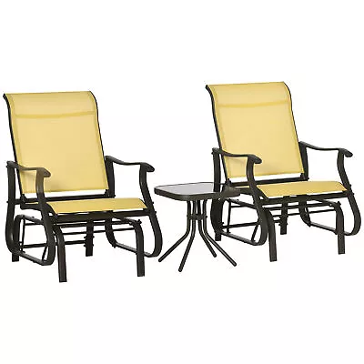 3-Piece Outdoor Gliders Bistro Set Rocking Chair With Tea Table For Patio Garden • $195.51