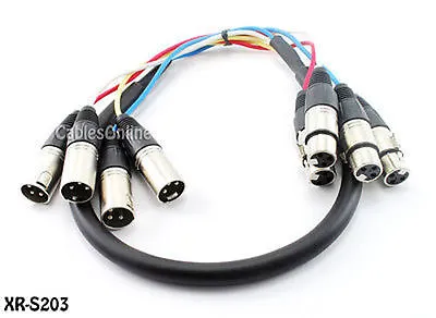 3ft Pro XLR 4-Channel M To F Balanced Audio Snake Cable CablesOnline XR-S203 • $24.99