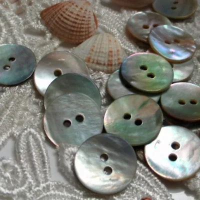 100 PCS/Lot Natural Mother Of Pearl Round Shell Sewing Buttons 10mm~mj • $5.32