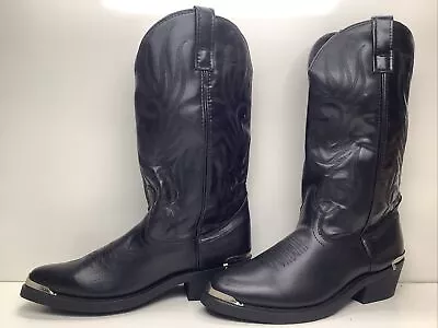 Mens Laredo Cowboy Toe And Heel Rand Black Boots Size 9 D • $26.99