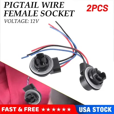 2Pcs 3157 Bulb Socket Brake Front Turn Signal Light Harness Wire Plug Connector • $10.49