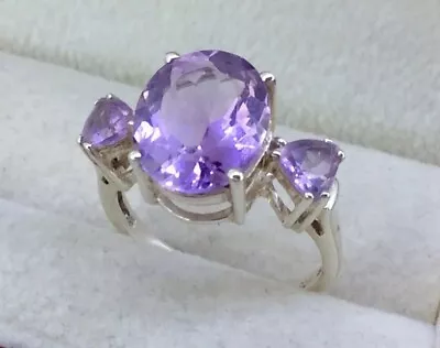 Stunning Vintage Sterling Silver 925 Natural Amethyst Cocktail Ring Size P • $62.16