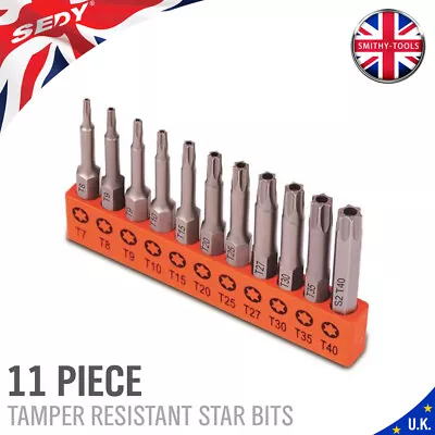 11 Pcs Tamper Resistant Star Bits S2 Steel T7-T40 Security Torx Bit Set & Holder • £6.14