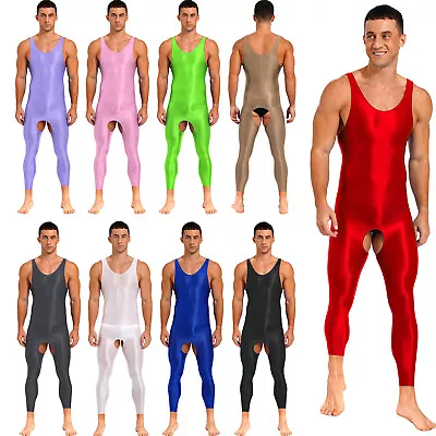 Mens Jumpsuit Bodybuilding Romper Costume Bodysuit Catsuit Underwear Unitard Oil • £6.99