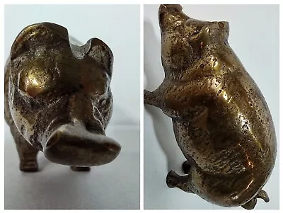 Vtg Solid Brass Pig Paperweight Patina Farmhouse Hog Figure Rustic Primitive Sow • $10.49