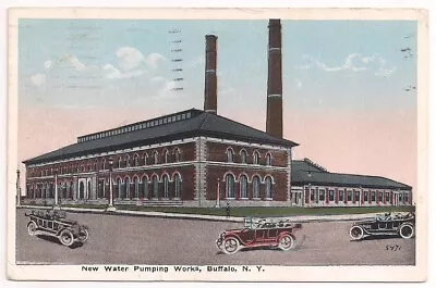 BUFFALO NY Postcard NEW WATER PUMPING Vintage Cars To Millerton NEW YORK 1916 • $4.95