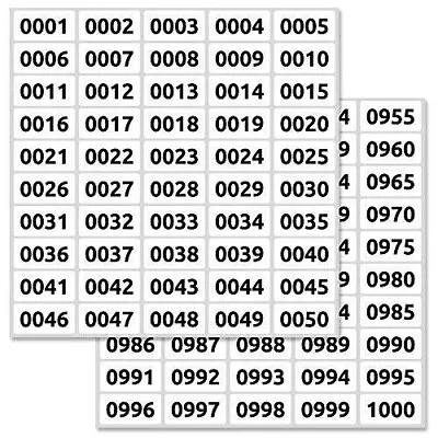 1-1000 Consecutive Number Inventory Labels Stickers Sheets 1.5 X 0.75 • $12.99