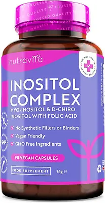 Nutravita Myo-Inositol D-Chiro Inositol Capsules With Folic Acid EXP DATE 05/25 • £7.75