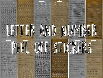 Letters & Numbers Peel Off Outline Stickers For Card Making Gold Or Silver • £1.75