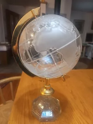 Lead Crystal Earth Globe Hand Blown Germany Crystal Glass Industries  • $199