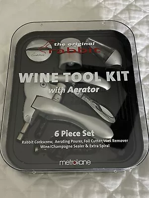Rabbit Wine Tool Kit 6 PC Corkscrew Cutter Drip Stop Wax Remover Extra Sprial • $16.99