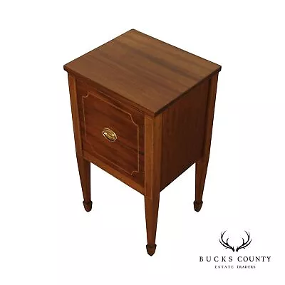 1940's Federal Hepplewhite Style Inlaid Mahogany Cabinet Nightstand • $595