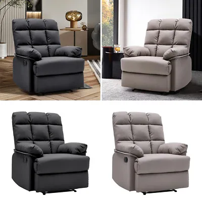 Manual Armchair Sofa Luxury Seater PU Leather Home Lounge Cinema Recliner Chair • £199.95