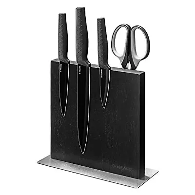 Navaris Rubberwood Magnetic Knife Block - Double Sided Magnetic Knives Holder... • $71.74