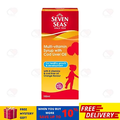 $35.90 • Buy 100ml Seven Seas Multivitamin Syrup Cod Liver Oil Orange Flavor For Kids
