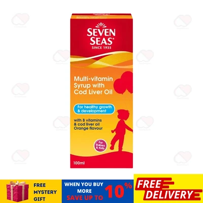 $35.90 • Buy 100ml Seven Seas Multivitamin Syrup Cod Liver Oil Orange Flavor For Kids