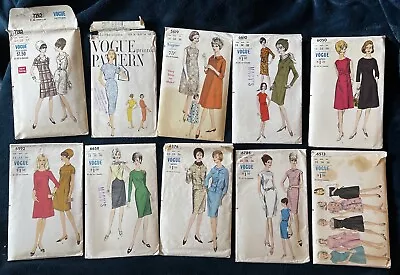 Lot Of 10 Vintage VOGUE Sewing Patterns Cut Circa 1960's Dresses Size 14 • $40