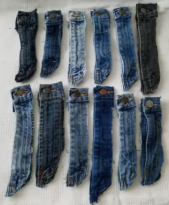 Lot Of 12 Upcycled Denim Metal Zippers With Button Closures For Crafts Or Sewing • $11.95