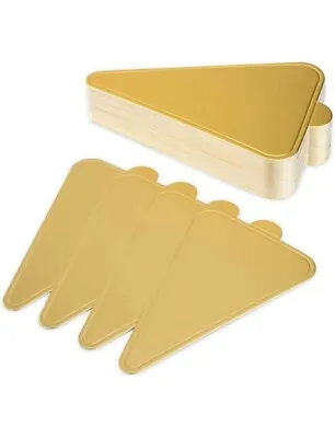 1 X Pk Of 100 9cm Triangle Cake Boards Cardboard Gold Base For Dessert Display • £8.99