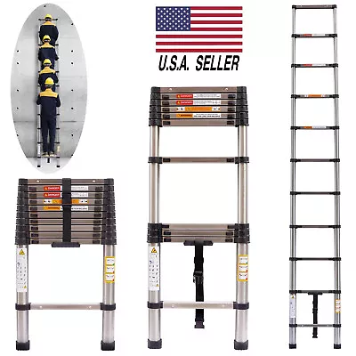 Escalera Telescopica De Aluminio Plegable Para Trabajo 12.5 Pies Ft 330 Libras • $111.01