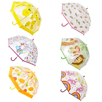 Kids Transparent Rainbow Animal Unicorn School Umbrella Rain - Boys And Girls • £11.95