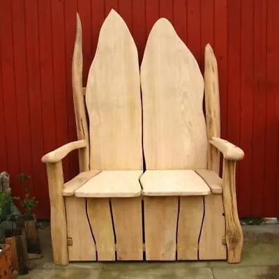 £1732.99 • Buy Handmade Bespoke Wood Garden Bench Oak Storage Seat Eco Rustic Sustainable Chair
