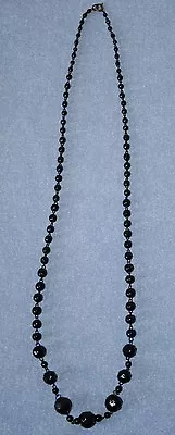 Vintage Estate Jet Beaded Single Strand 28  Necklace Graduated Beads • $14.99