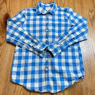 J Crew Women’s Button Shirt Small Blue Plaid Check Long Sleeve Casual Boy Fit • $12