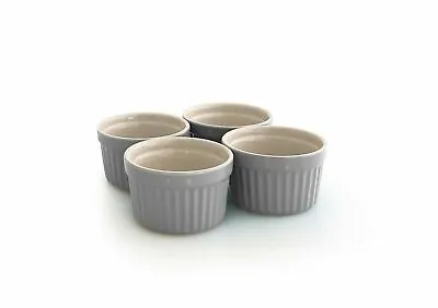 Jomafe Set Of 4 Classic Ceramics 9cm Ramekin/Souffle/Dip Dishes/Bowls Grey • £11.99