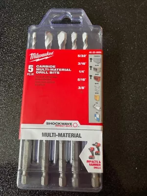 NEW MILWAUKEE SHOCKWAVE Carbide Drill Bit Set 5 Pc Multi-Material CHN 48-20-8898 • $18.49