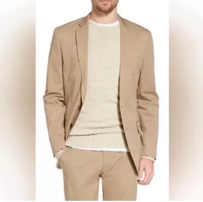 J. CREW Blazer Size 36S Thompson Sport Jacket Schoolboy Nude Beige 100% Cotton • $60