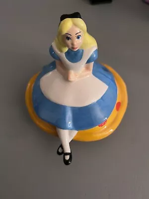 Vintage Disney ~ Alice In Wonderland ~ Alice On Mushroom Ceramic Figurine • $24.99