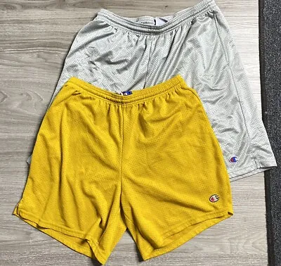 Vintage 1990s Champion Nylon Mesh Gym Shorts Lot Yellow Small Silver Medium USED • $13.99