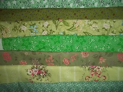 FLOWERS On GREEN  Floral SPRING Cotton QUILT Fabric U-PICK See Info 1/2 Yd BTHY • $3.95