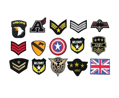 Military Army Navy Style Embroidered Iron On Sew On Patches Badges Fancy Dress  • £2.79