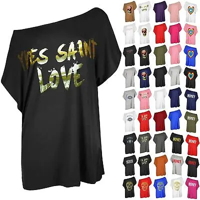 Women Baggy Oversized Fit Batwing Sleeve Top Loose Batwing Baggy T-Shirt Tee Top • £5.99