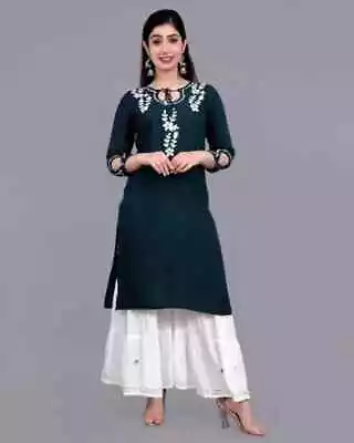 Bollywood Women Rayon Kurti Set Indian Designer Tunic Kurta Palazzo Set Clothes • $58.47