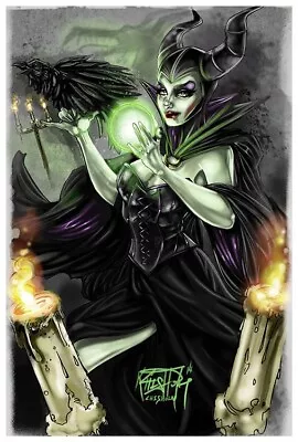 Maleficent Horned Corseted Forest Fairy Fine Art Print Lithograph Kris Chisholm • $19