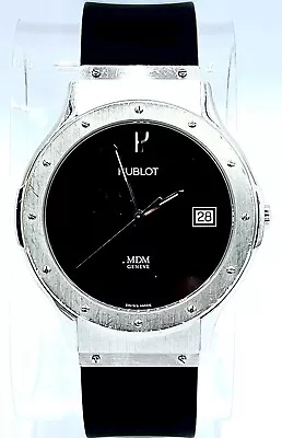 Hublot MDM Geneve 1820.1 Modele Depose Black Dial And Rubber Strap Watch • $2349