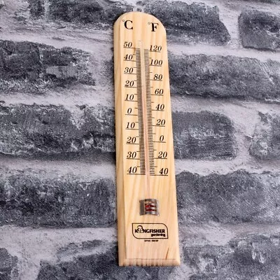 WALL WOODEN THERMOMETER Indoor Outdoor Garden Greenhouse Home Room Office • £5