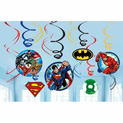 $7.50 • Buy Justice League Party Supplies Swirl Decorations (12 Pieces)