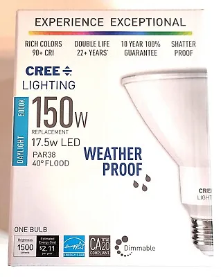 CREE LED 150W/17.5W PAR38 Daylight 5000K Weatherproof Dimmable Flood Bulb • $12.99