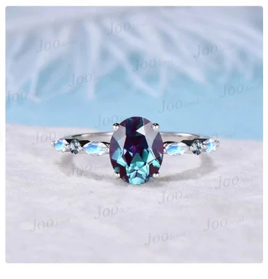 $255.04 • Buy Alexandrite And Moonstone Engagement RingAlexandrite Wedding Ring Christmas Gift