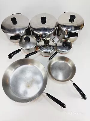 Vintage Revere Ware Saucepan Pot & Fry Pan Set Lot Stainless Steel • $119.99