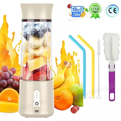 500ml Portable Blender USB Rechargeable Juicer Cup Smoothies Mixer Fruit Machine • $17.99