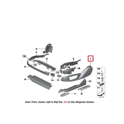 Genuine OEM Front Driver Left Outer Seat Frame Trim Panel For BMW X6 52107318975 • $135.87