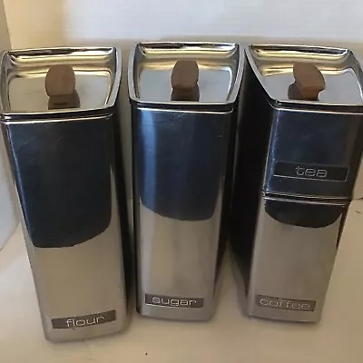 Vintage Lincoln Beauty Ware  Stainless Wedge Canister Set 4 Piece • $49.95